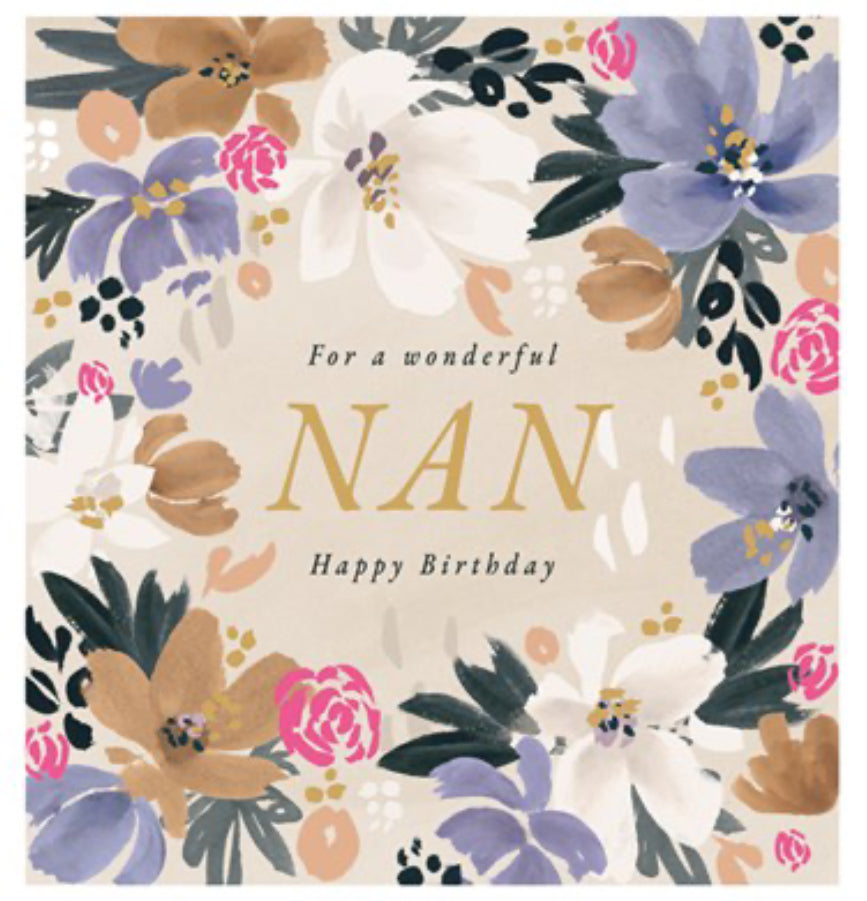 The Art File - Wonderful Nan Floral Birthday Card