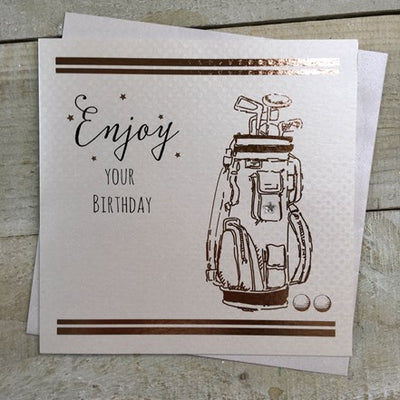 White Cotton Cards Golf Clubs Birthday Card