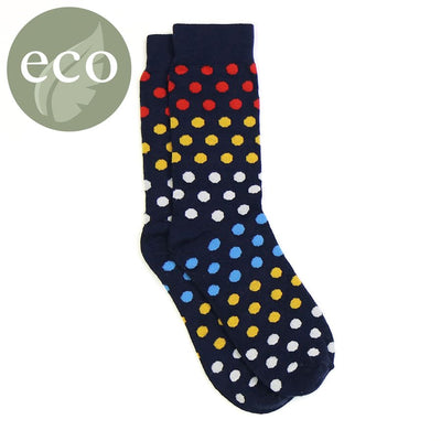 POM MENS Bamboo Spot Ankle Socks - Navy - Primary Colours Spot