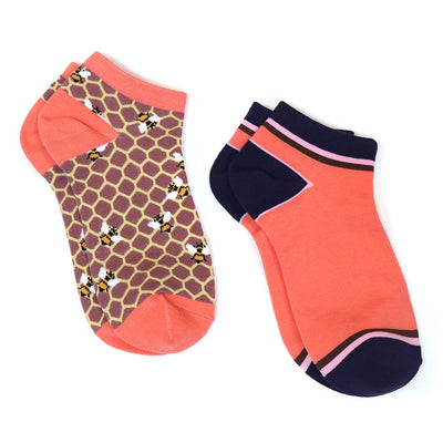 POM Organic Cotton & Recycled Yarn HoneyComb Bee Duo Trainer Socks - Set for 2