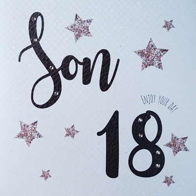 White Cotton Cards Son 18th Birthday Stars Card