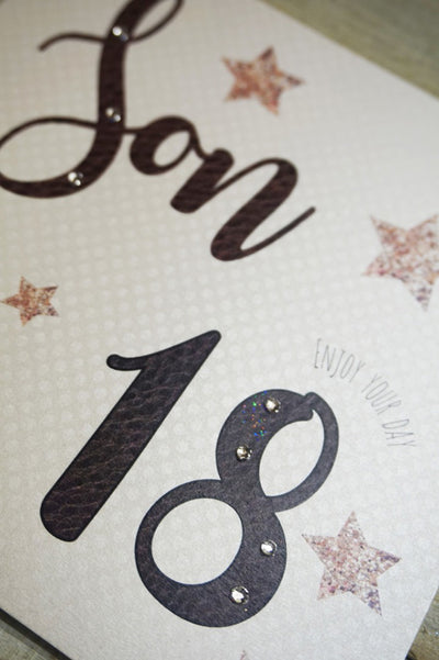 White Cotton Cards Son 18th Birthday Stars Card