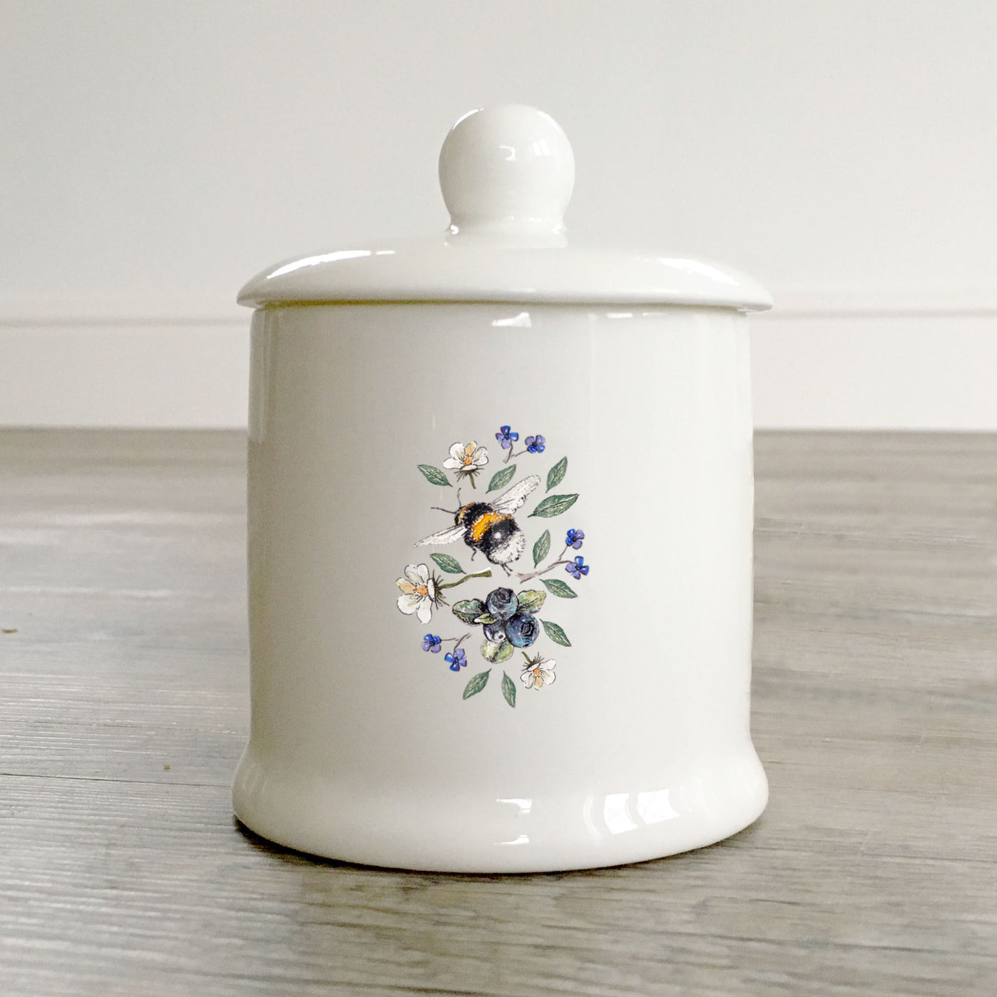 Toasted Crumpet Wild Flower Meadows Bee Boxed Lidded Sugar Pot