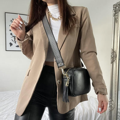 Elie Beaumont Designer Leather Crossbody Bag - Black (GOLD Fittings)