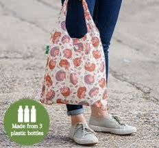 Eco Chic Foldable Recycled Shopping Bag - Ditsy Flowers Black