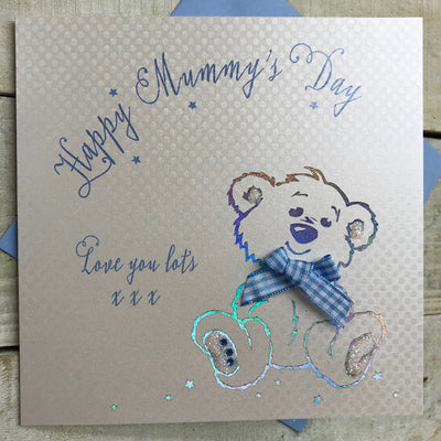 White Cotton Cards Happy Mummy's Day Teddy Card