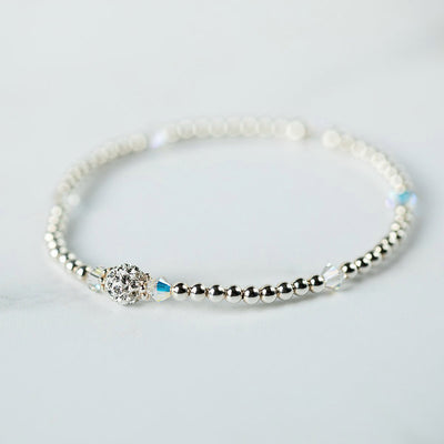 Jolu Jewellery Crystal AB (April Birthstone) Silver Bracelet