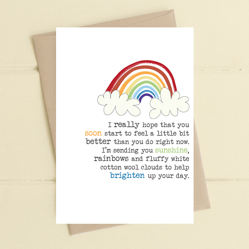 Dandelion Stationery - Feel Better Rainbows & Clouds Blank Card