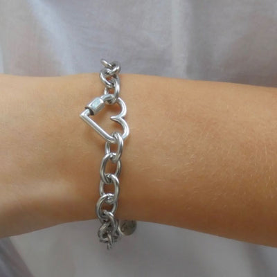 Orli Heart Chunky Chain Bracelet - Silver