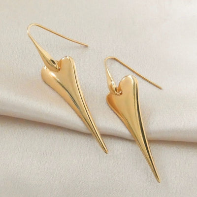 Orli Pointed Heart Earrings - Gold