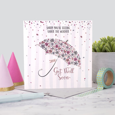 The Handcrafted Card Company Get Well Soon Umbrella Card