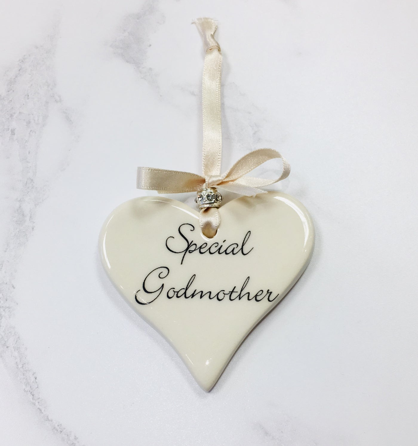 Dimbleby Ceramics Sentiment Hanging Heart - Special Godmother