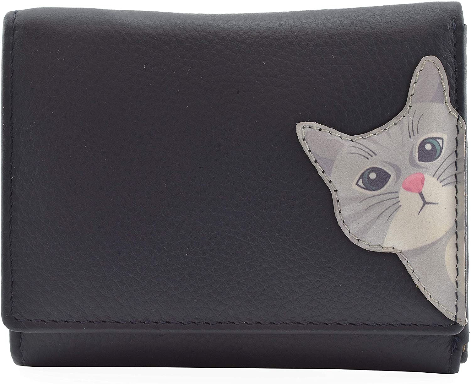 Mala Leather Cleo The Cat Small Tri Fold Leather Purse (3533 50) - Navy
