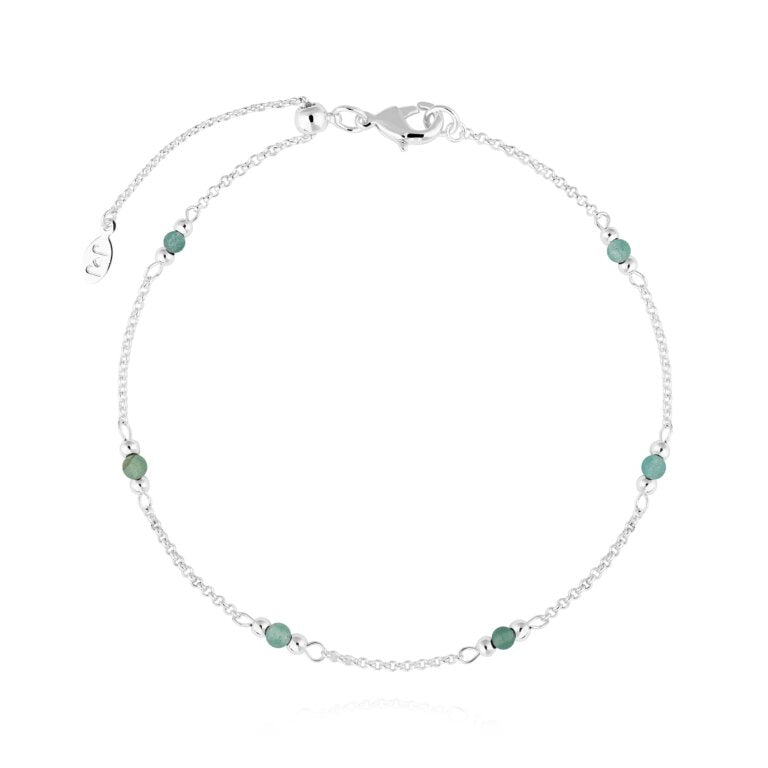 Joma Jewellery Birthstone Anklet - August Adventurine