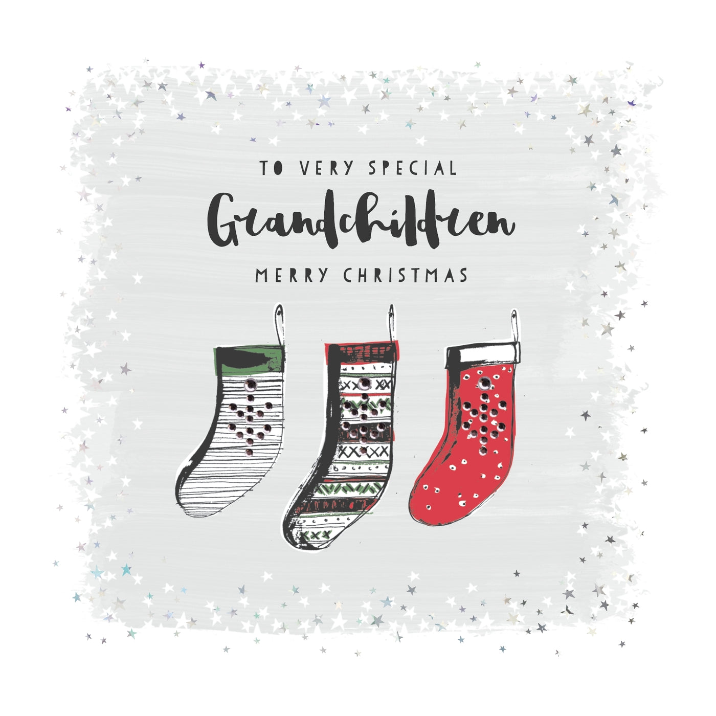 The Handcrafted Card Company Grandchildren Stockings Christmas Card