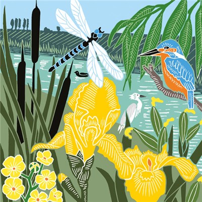 The Art File -Kingfisher & Dragonfly- Nature Trail Collection by Kate Heiss Blank Card