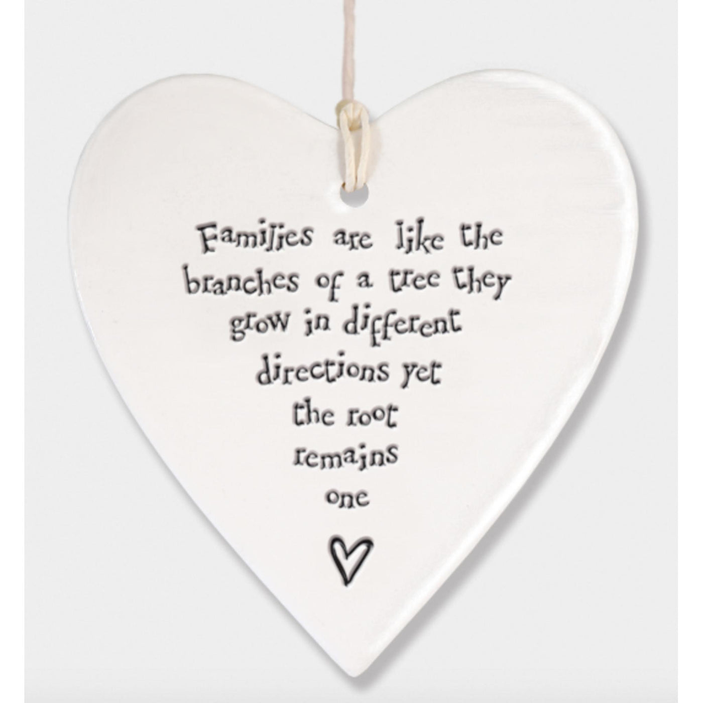 East of India Porcelain Round Hanging Heart - Families are Like