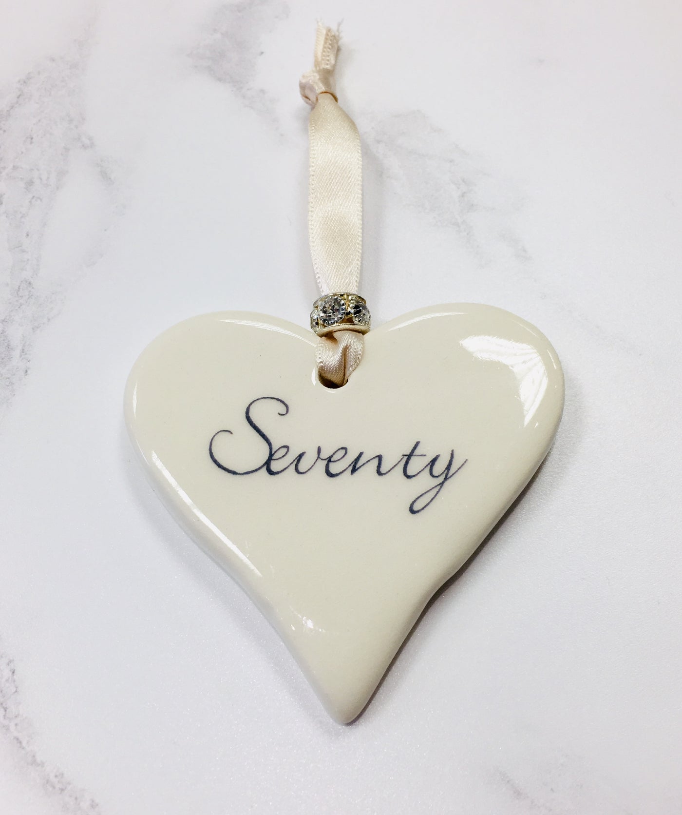 Dimbleby Ceramics Sentiment Hanging Heart - Seventy