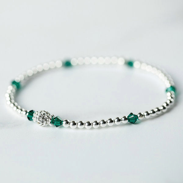 Emerald (May Birthstone) Silver Bracelet