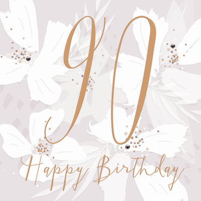 90th Birthday Pale Pink Pastel Floral Card