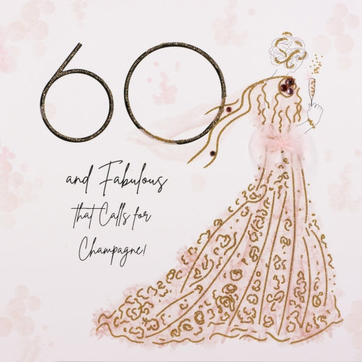Five Dollar Shake 60 & Fabulous Pink Dress Birthday Card
