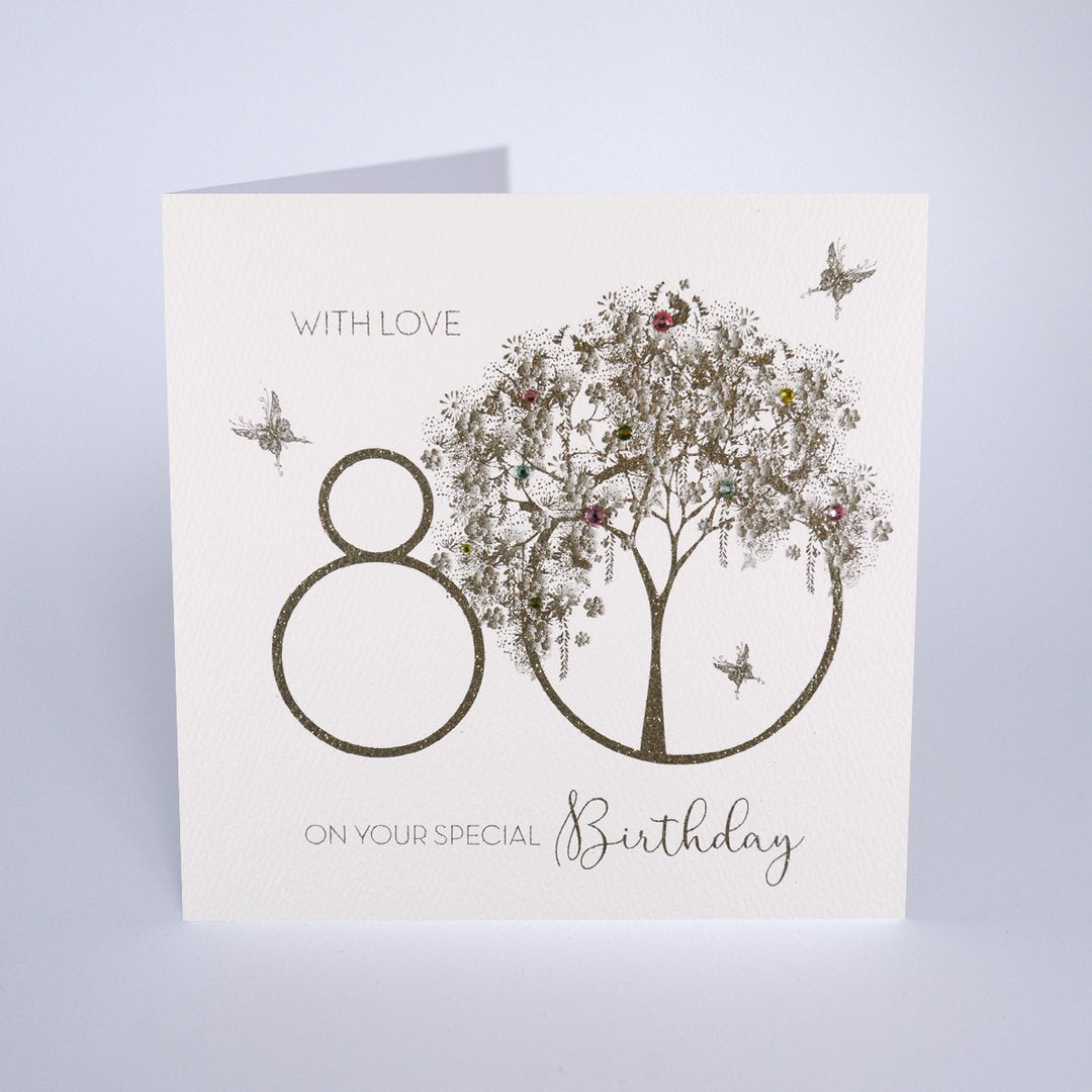 Five Dollar Shake With Love 80th Birthday Card - Gold Tree