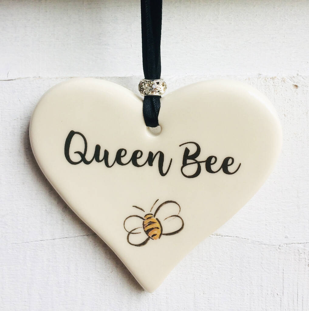 Dimbleby Ceramics LARGE Sentiment Hanging Heart - Queen Bee