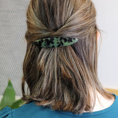 POM Olive Green Mix Acrylic Double Pack Hair Clips