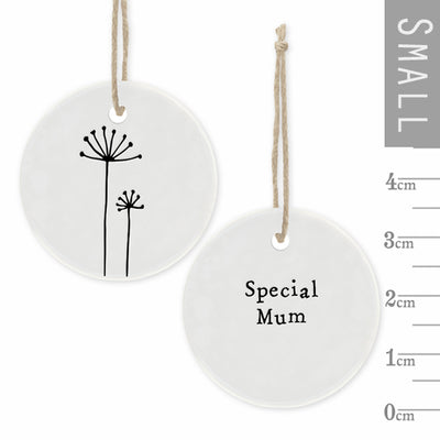 East of India Floral Hanger Ceramic Disc -Special Mum