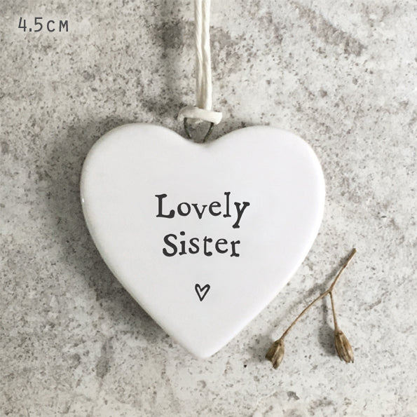 East of India Porcelain MINI Heart - Lovely Sister