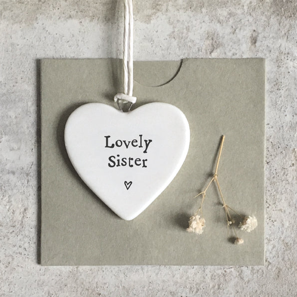 East of India Porcelain MINI Heart - Lovely Sister