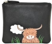 Mala Leather - Highland Cow - Leather Zip Coin Purse (4206 33) - Black