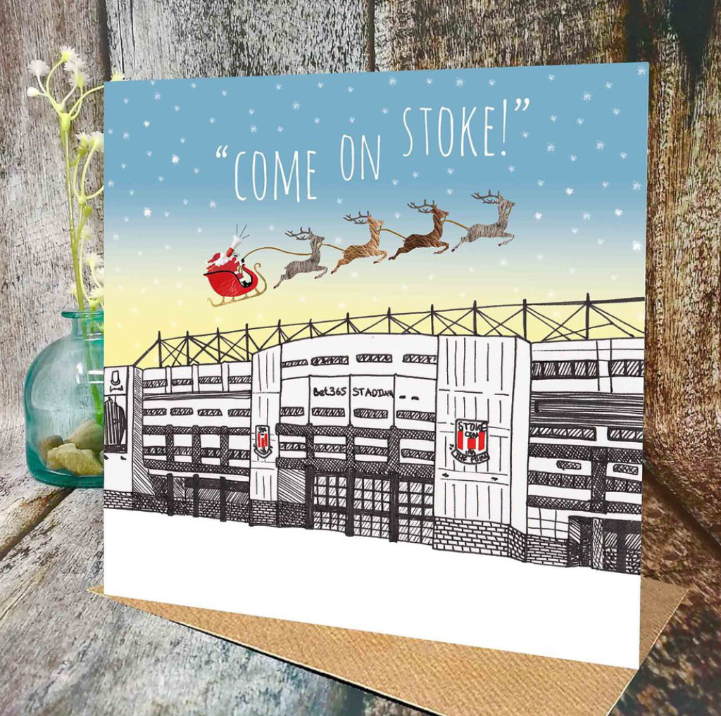 Flying Teaspoons Come on Stoke Christmas Card