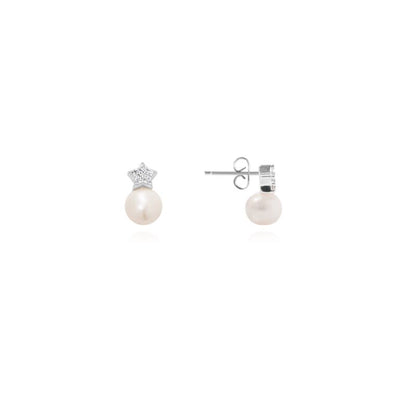 Joma Jewellery Perla Pave Star Pearl Stud Earrings