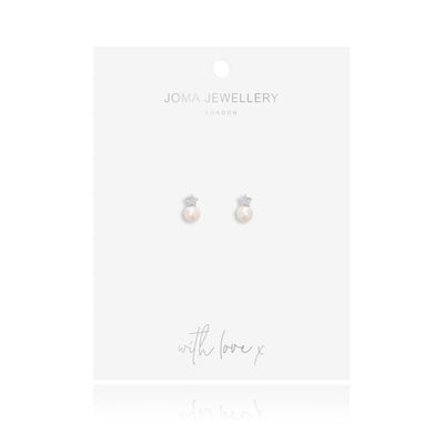 Joma Jewellery Perla Pave Star Pearl Stud Earrings