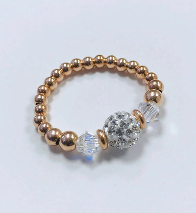 Jolu Jewellery Tiffany Rose Gold Stretch Ring - Crystal AB