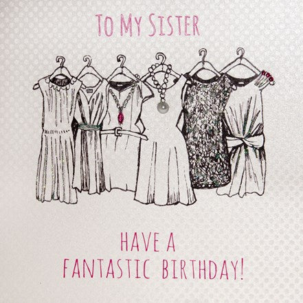 White Cotton Cards Sister Dresses Birthday Card