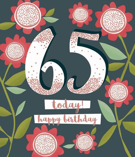 The Art File - 65th Birthday Floral Card