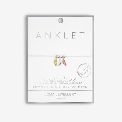 Joma Jewellery - Three Tone Feathers Anklet
