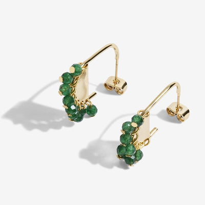 Joma Jewellery Bohemia Green Agate Gold Stud Earrings