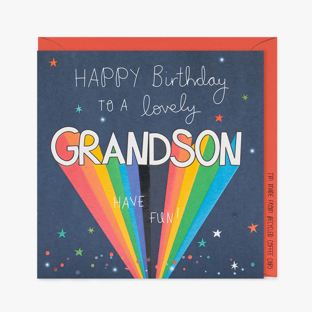 Belly Button Happy Birthday to a lovely Grandson Rainbow Card