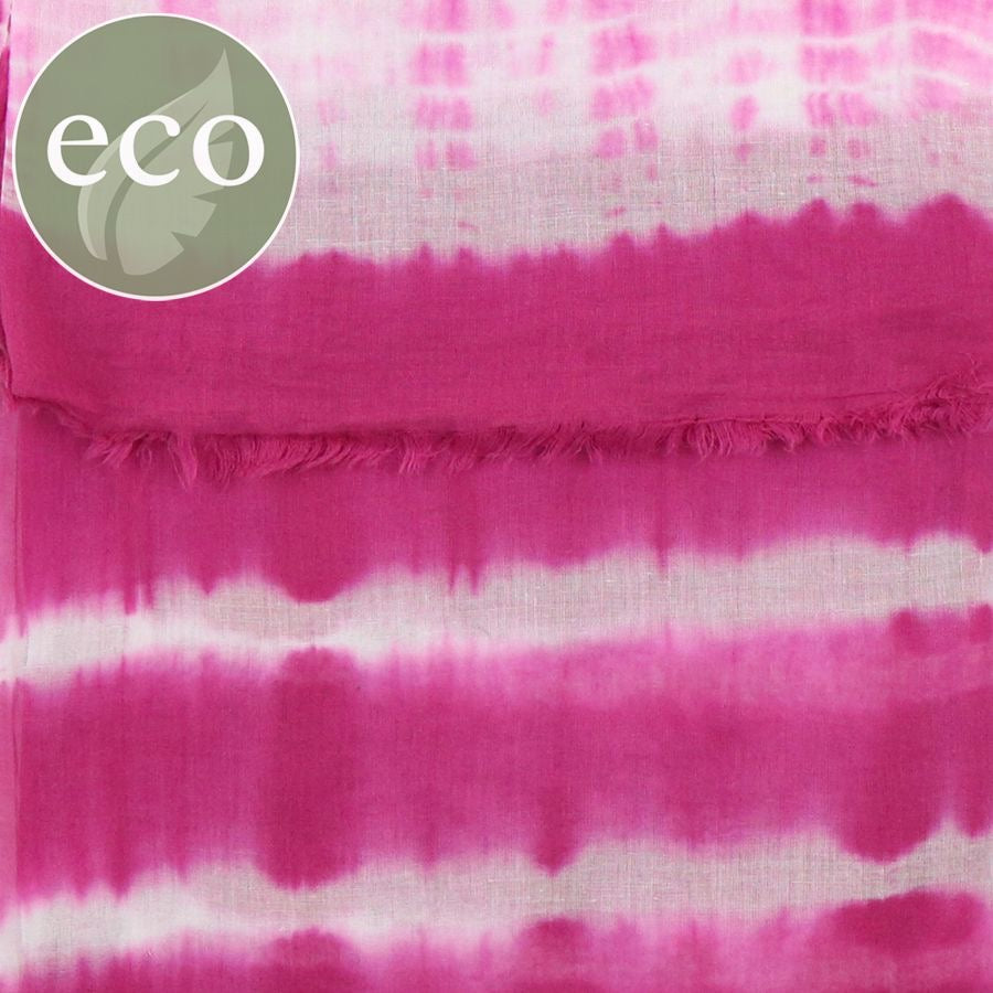 POM Magenta Pink & White Cotton Tie-Dye Stripe Print Scarf