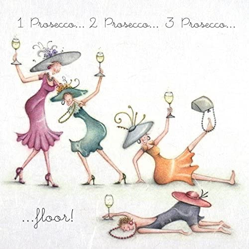 Berni Parker Blank Notecards Pack of 8- Gin O'Clock/One Prosecco Two Prosecco