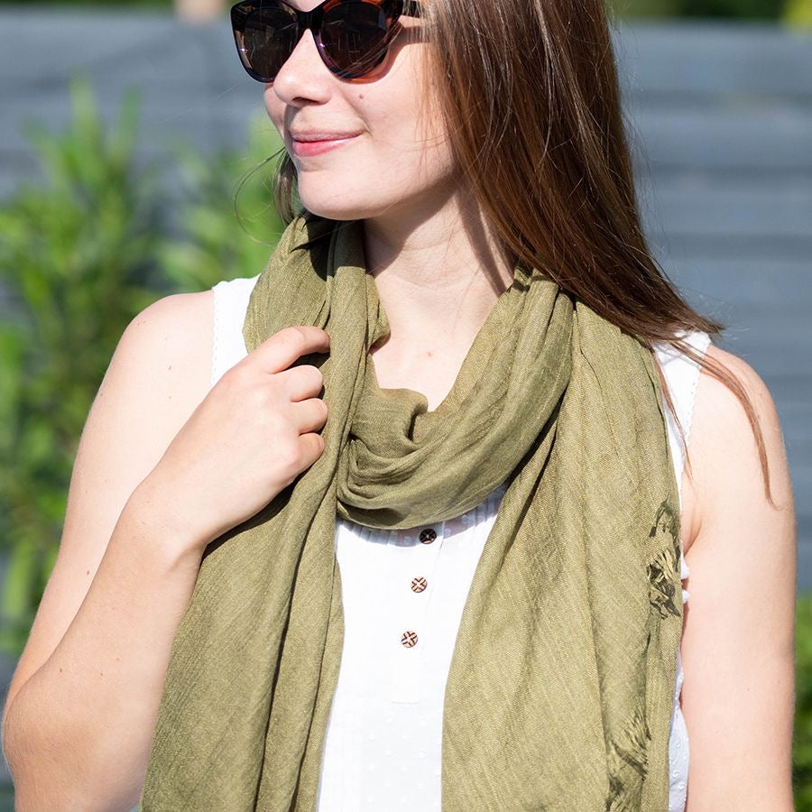 POM Olive Green Plain Scarf