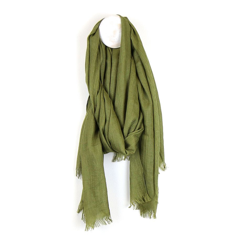 POM Olive Green Plain Scarf