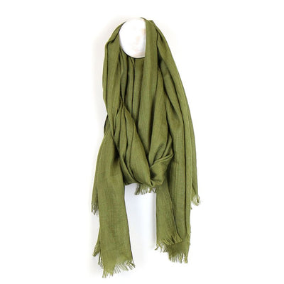 POM Olive Green Plain Scarf