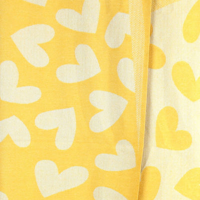 POM Yellow & Ecru Hearts Reversible Jacquard Scarf with Tassels