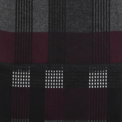 POM MEN's Red/Grey Checked Lines Scarf