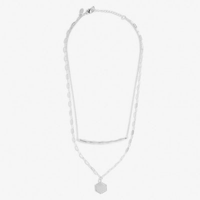Joma Jewellery Nova Double Layer Bar Necklace - Silver