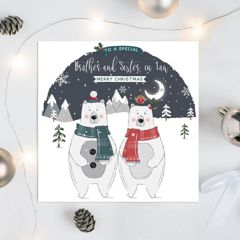 The Handcrafted Card Company Brother & Sister-in-Law Polar Bears Christmas Card